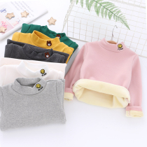 Boy girl Garsuede integrated suede collar with undershirt autumn and winter new children fitted baby semi-high collars blouses
