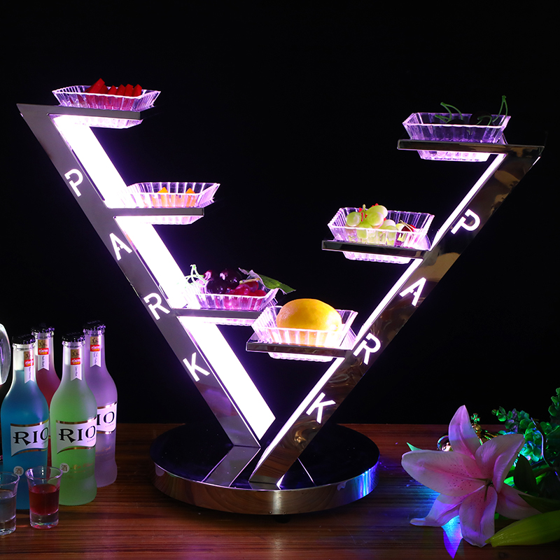 Attack Electronic Bar KTV Luminous Snacks Creative Snacks LED Charging Stainless Steel Fruit Plate