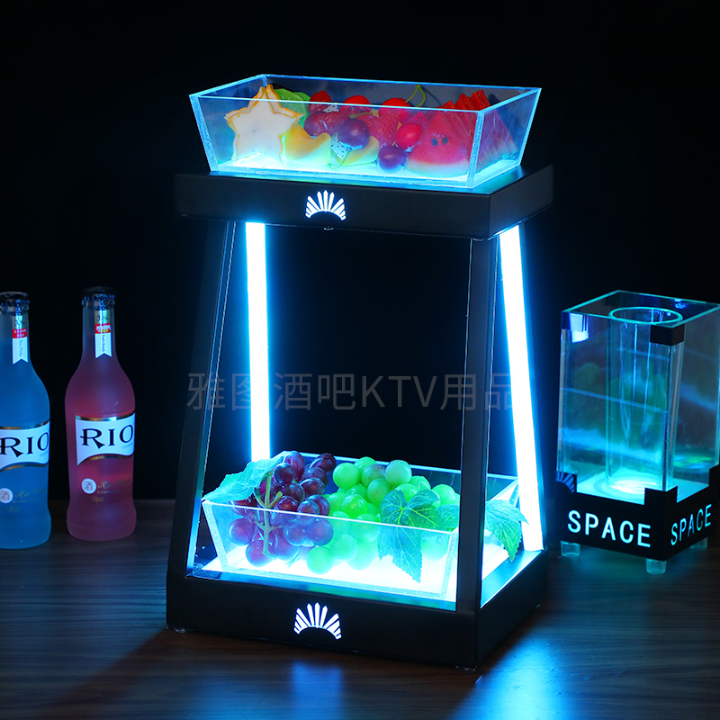 Yatou Bar Ktv Fruit Pan Creative Double Led Snack Pan Snack Fruit Dried Fruit Dish Shine Fruit Dish Rack