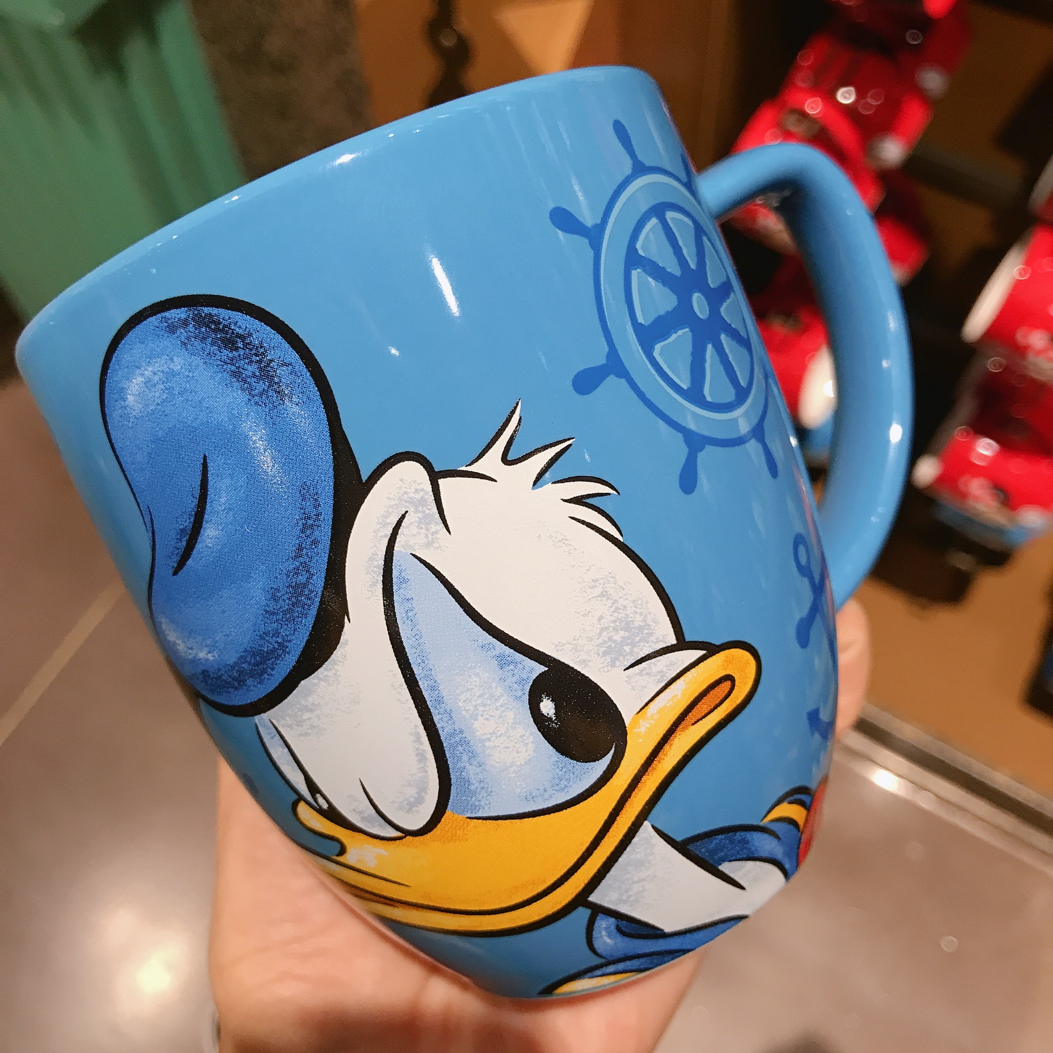 Sky Blue & Donald Duck Mug 68Shanghai Disneyland Domestic purchasing agent Mickey Minnie Mug Donald Duck Big mouth ceramics Mark cup Water cup just