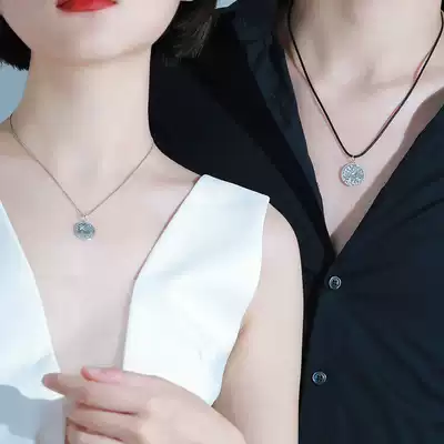 Galaxy moon necklace female couple a pair of pendants men's lanyard sterling silver necklace simple literary temperament can be lettered