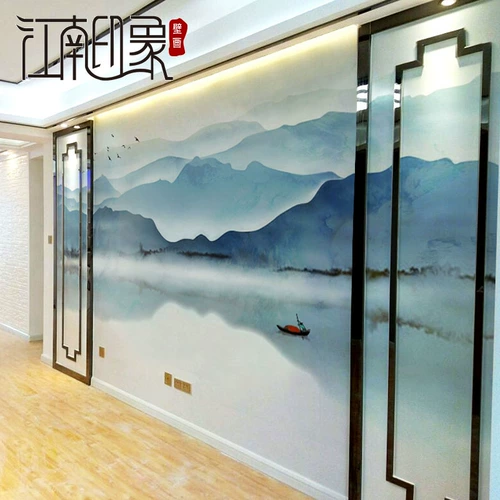 Jiangnan Impression Новая китайская чернила настенная настенная лента гостиная хрустальная стена ткань простые телевизионные обои обои