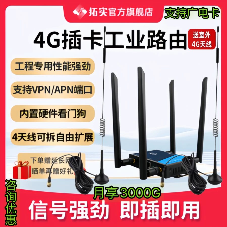 Переключатель Full сетевой двумполосный гигабитный 6-антенный 4G беспроводной маршрутизатор с вилкой карта мобильный WiFi безопасность мониторинг