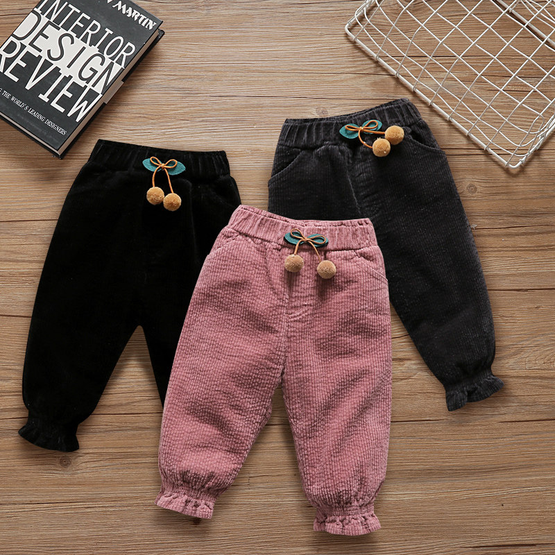 Female Baby Pants Autumn winter 2021 New Korean version Lamp Core Suede Plus Suede Thickened 1 Year Old 3 Children Long Pants Outwear