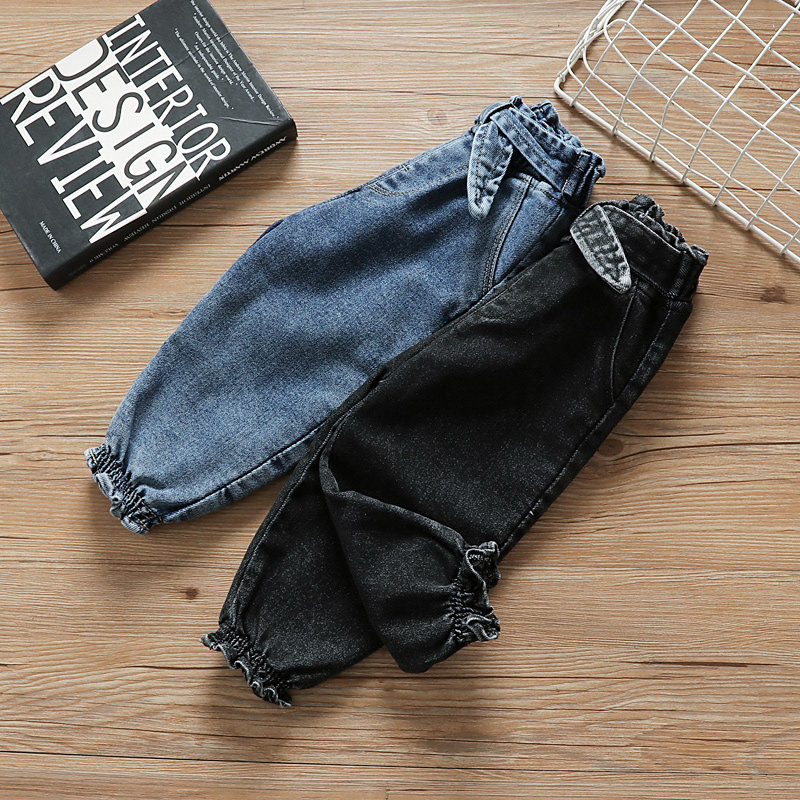 Girls' fleece jeans 2021 new winter clothing children's clothing pants Korean version of the Western style thick trousers female baby casual pants