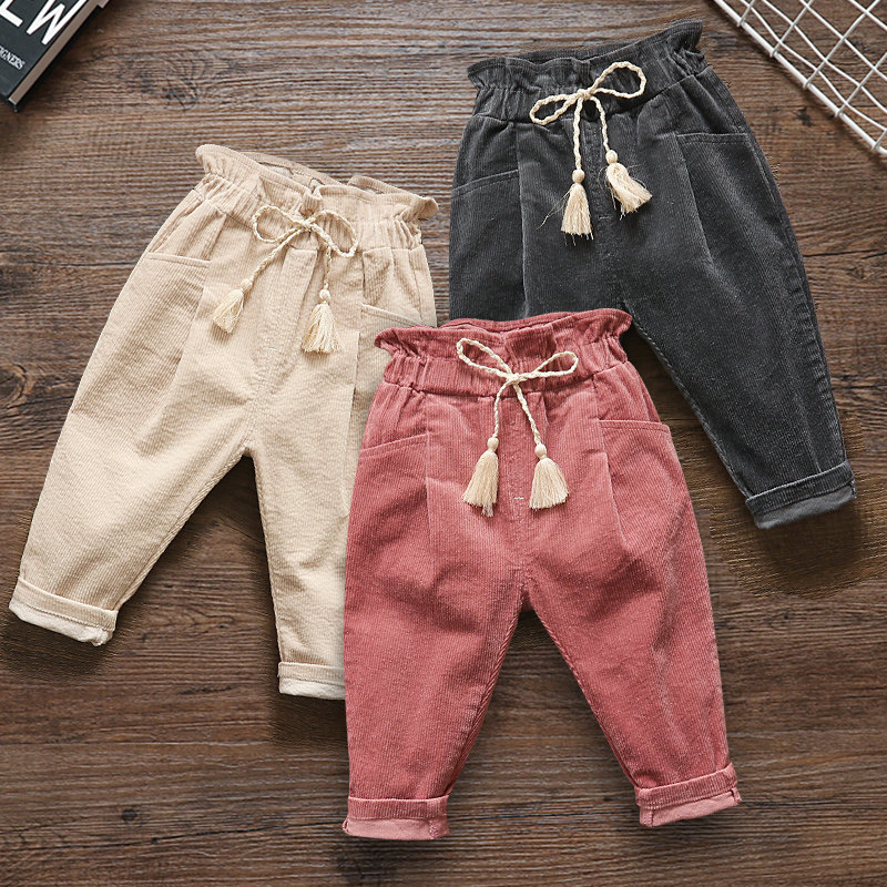 Baby pants spring and autumn children's corduroy trousers 2021 new Korean version of baby children's girls autumn casual pants