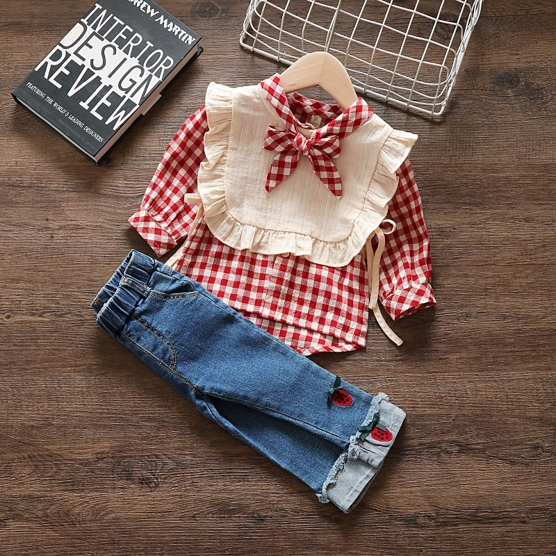 Girl's baby's plate shirt 1 - 3 years old 5 long sleeve 2022 new gas girl tops children's autumn shirt girl woman