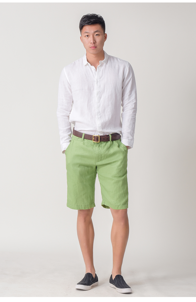 Quần short vải lanh cực nhỏ và tươi thẳng nam giản dị phần mỏng thanh niên mùa hè lỏng và vải lanh năm điểm quần - Quần short quần kaki
