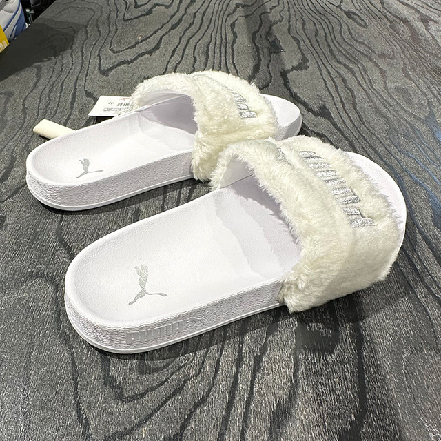 PUMA ຂອງແມ່ຍິງ plush upper casual breathable lightweight slippers beach shoes 383758