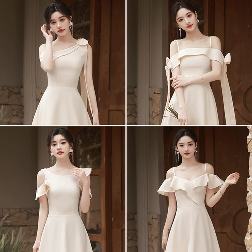 Летнее платье подружки невесты, цвета шампанского, изысканный стиль, по фигуре