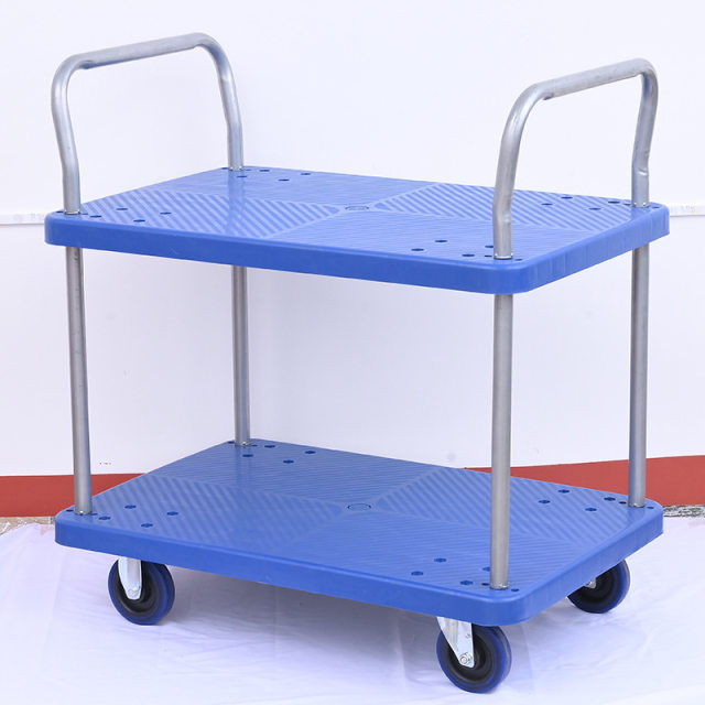 2/3-layer flatbed trolley, mobile tool cart, fence trolley, two-layer factory trolley to ດຶງສິນຄ້າ