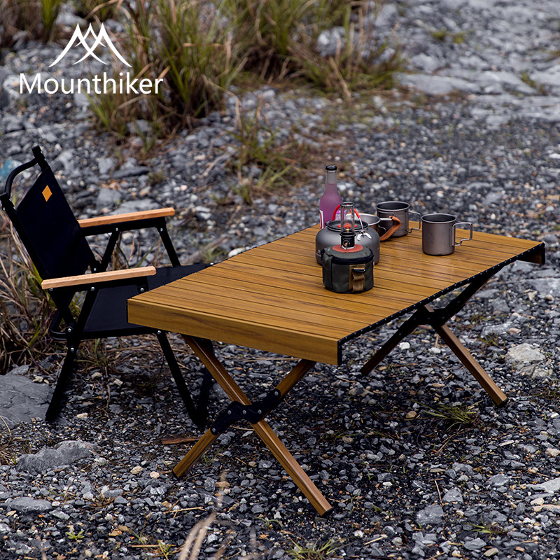 Mountainhiker Campaign Outdoor Folding Table Natural Aluminum Alloy Egg Roll Table Portable Picnic