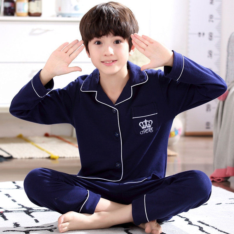 Boy Sleepwear Long Sleeve Pure Cotton Autumn Style Large Boy Boy Children's Home Conserved Spring Fall Baby Home Suit-Taobao