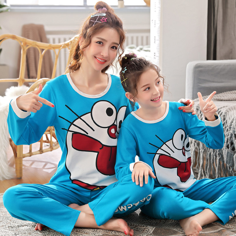 Baby Pyjamas Girl Pure Cotton Spring Autumn Season Long Sleeve Mother Female Pyjamas Cartoon Cute Children Parent-child Baby Home Clothes