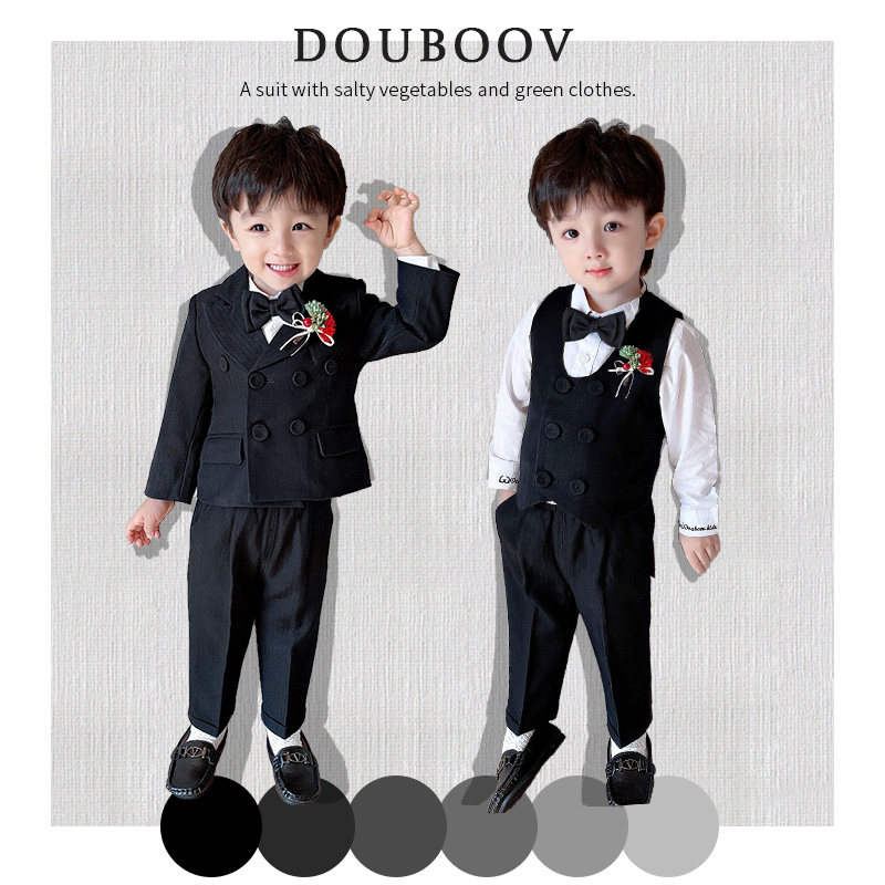 Boys' small suits 2022 autumn new children's suits three-piece suits baby formal costumes flower girl dress tide