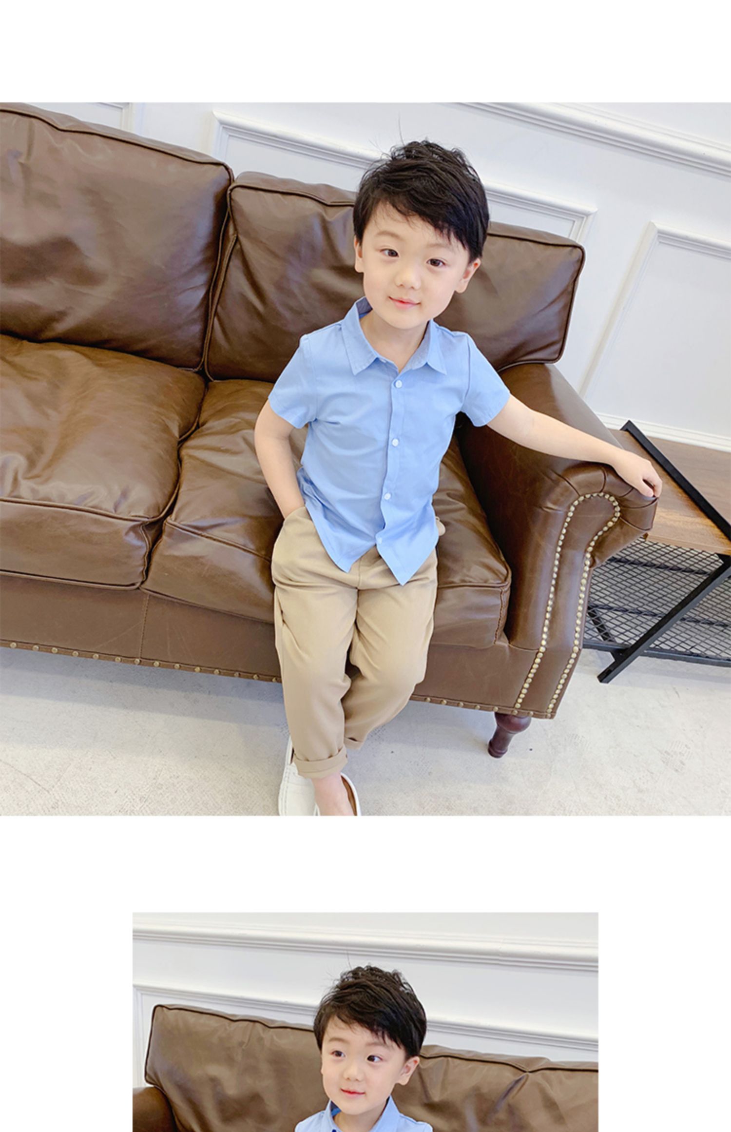 Áo sơ mi tay ngắn cho bé mùa hè 2019 mới xuân trẻ em quần áo bé trai áo cotton trắng ve áo chạm đáy thủy triều - Áo sơ mi áo sơ mi bé gái 10 tuổi