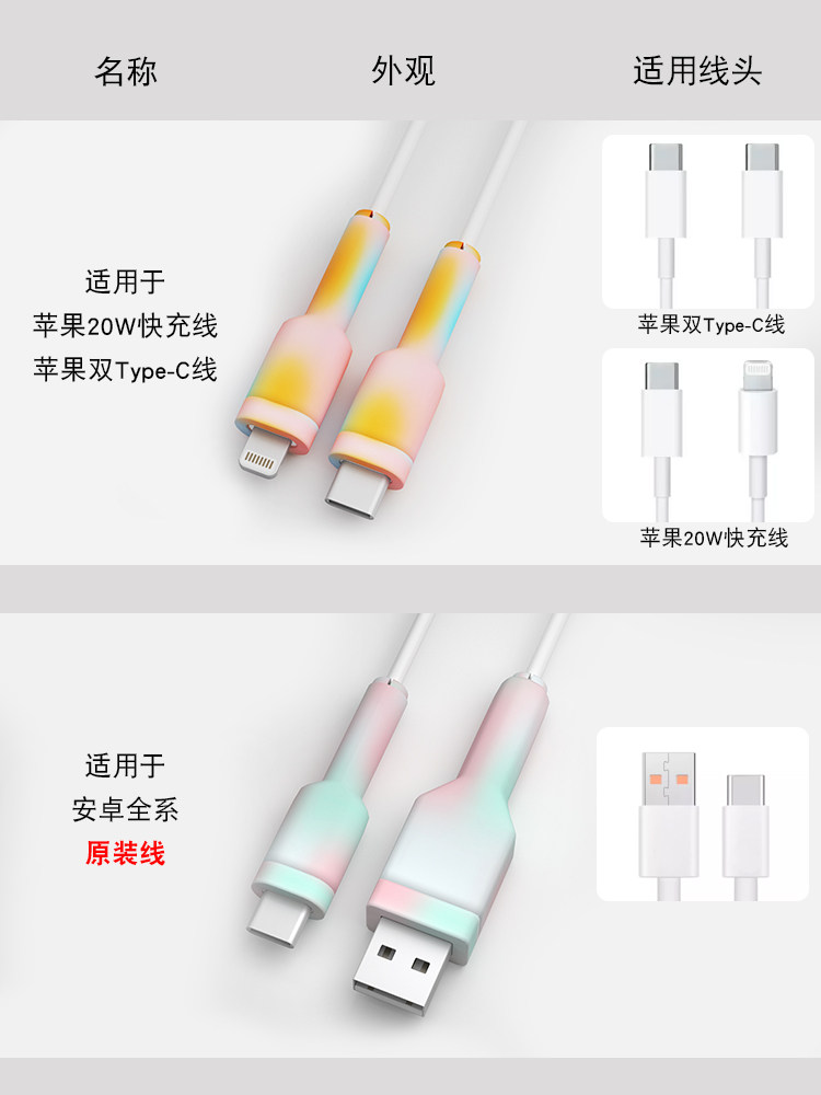 Data Cable Charging Head Protective Cover for Android and Apple Phones, Anti-Breakage, Repair and Winding Device Cover