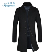 Áo len nam mùa thu và mùa đông mới Slim phần dài cổ áo len Coat Coat nam Hàn Quốc phiên bản của áo gió áo khoác nam