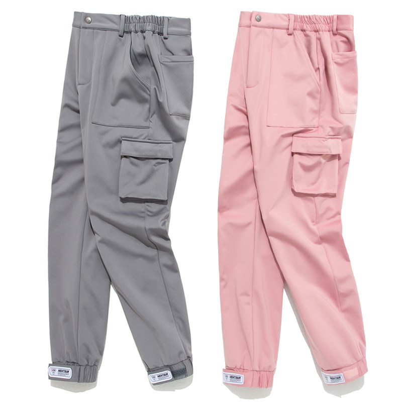 Japan outdoor storm pants women waterproof and windproof thick workwear sweatpants plus fleece warm ski winter fleece pants men