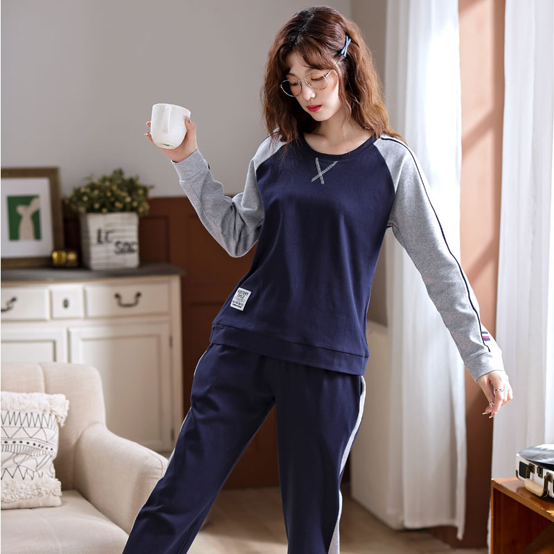 2020 new pajamas women's cotton long-sleeved spring and autumn can go out casual sports autumn and winter homewear suit