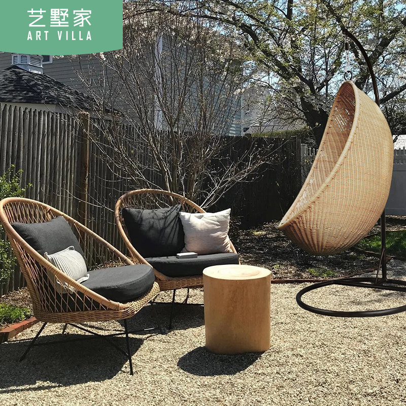 Balcony Hanging Basket THREE SETS OF THREE SETS OF RATTAN CHAIRS COMBINED SWING SET OUTDOOR PATIO HANGING CHAIR HOME YANGTAI NET RED BIRD NEST CHAIR