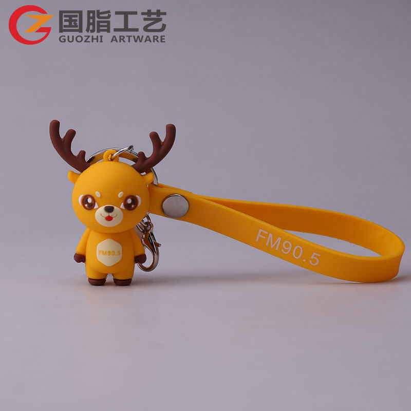 Three-dimensional PVC doll keychain custom cartoon plastic doll corporate mascot custom ABS keychain custom