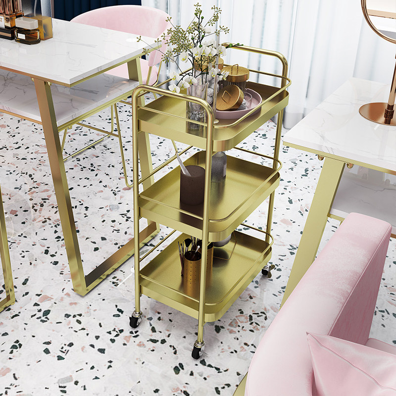 Pulley storage pulley shelf Removable multi-layer shelf Nail shop decoration rack Beauty salon hair cart