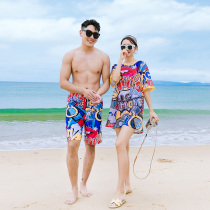 2021 new couples swimsuit women split flat corner student sexy swimsuit men Beach pants Seaside swimsuit