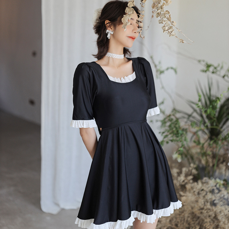 2021 new black swimsuit woman gats up for overweight mm even body dress swimsuit spa holiday swimsuit