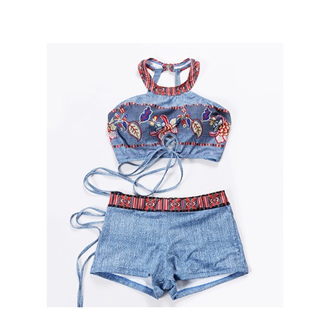 Bộ đồ bơi đôi mới của phụ nữ bikini ba mảnh dễ thương gợi cảm học sinh đồ bơi đi biển quần bơi - Vài đồ bơi 	đồ đôi đi biển cặp	