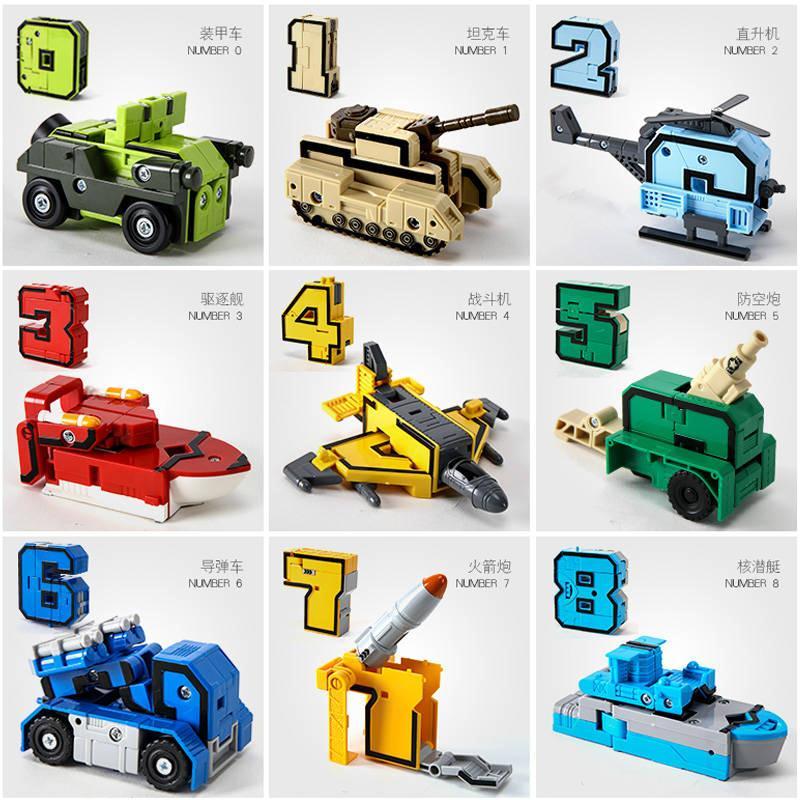 0-9 Digital Deformation Toy Full Suit Automotive Body Robot Diamond Intelligence Boy Children Puzzle Creativity