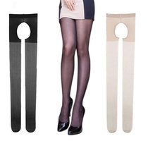 Black half-length pantyhose ultra-thin sexy stockings sex underwear ladies uniform passion suit big open file sm women