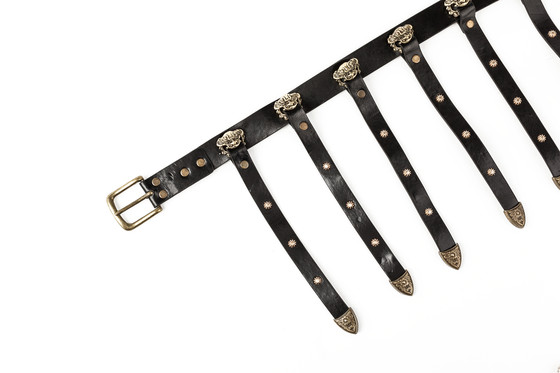 Suanni belt 蹀躞 belt leather belt 9 buckle single buckle round neck robe Hanfu belt accessories daily versatile items