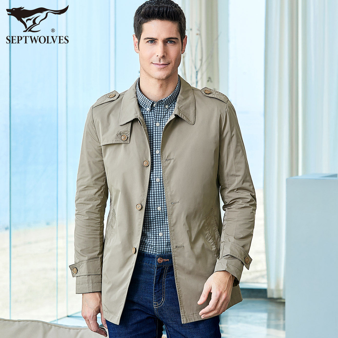 Septwolves men's mid-length windbreaker autumn new middle-aged dad coat business casual winter jacket men's clothing