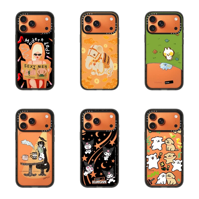 C Brand Line Art Puppy and Kitten iPhone 17 Pro Max Star Orange Popular Case Air Cute Suitable for iPhone 16 Pro/15 Plus/14/13/12/11 Anti-Drop Protective Cover