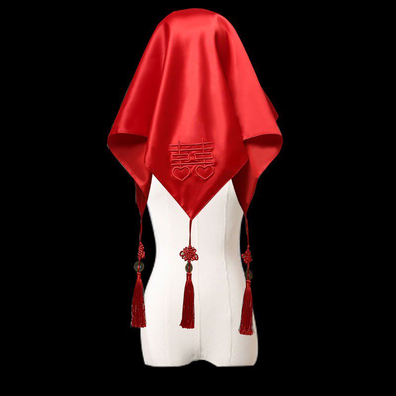 Red hijab Chinese embroidery Hijab Xiuhe bridal hiker Red embroidery wedding classical embroidery Pick hijab hi scale