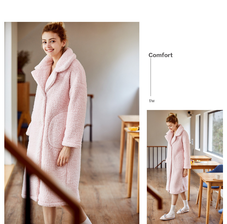 Đậu đỏ nhà san hô nhung áo choàng nữ mùa đông dày phần dài ấm áp áo choàng tắm nữ flannel đồ ngủ nhà dịch vụ quần áo ngủ nam