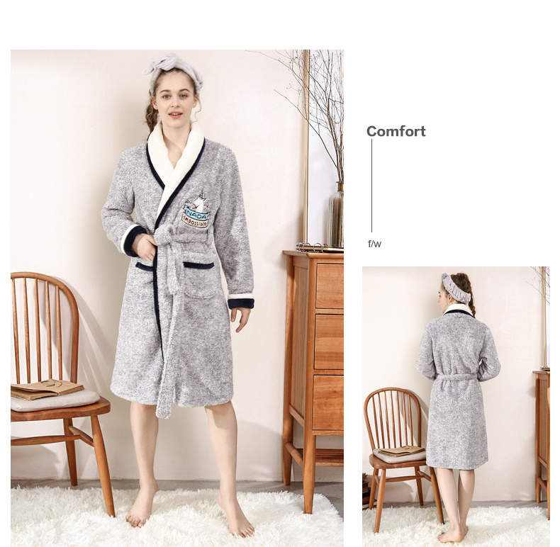 Đậu đỏ nhà đôi dễ thương nhung nhung áo ngủ nữ mùa đông dày ấm flannel đồ ngủ nam dịch vụ nhà áo choàng tắm Couple áo ngủ mùa hè 