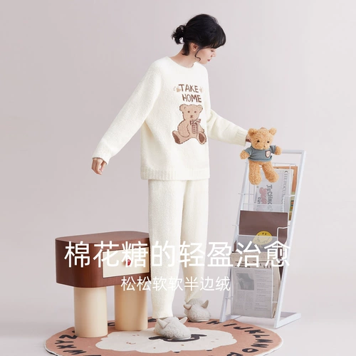 Бархатная мультяшная пижама, коралловый бархатный демисезонный комплект для отдыха