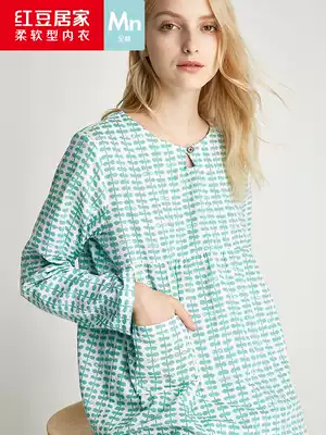 Pajamas ladies long sleeve cotton Leisure set red bean home spring and summer cotton double gauze home clothing Lady thin