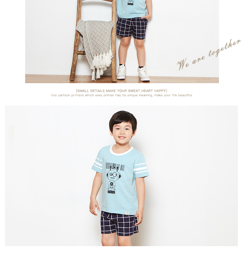 Phim hoạt hình trẻ em đồ ngủ nam cotton ngắn tay mùa hè cậu bé lớn boy girl bông cha mẹ và con mặc dịch vụ nhà đồ ngủ bộ đồ ngủ ngắn tay