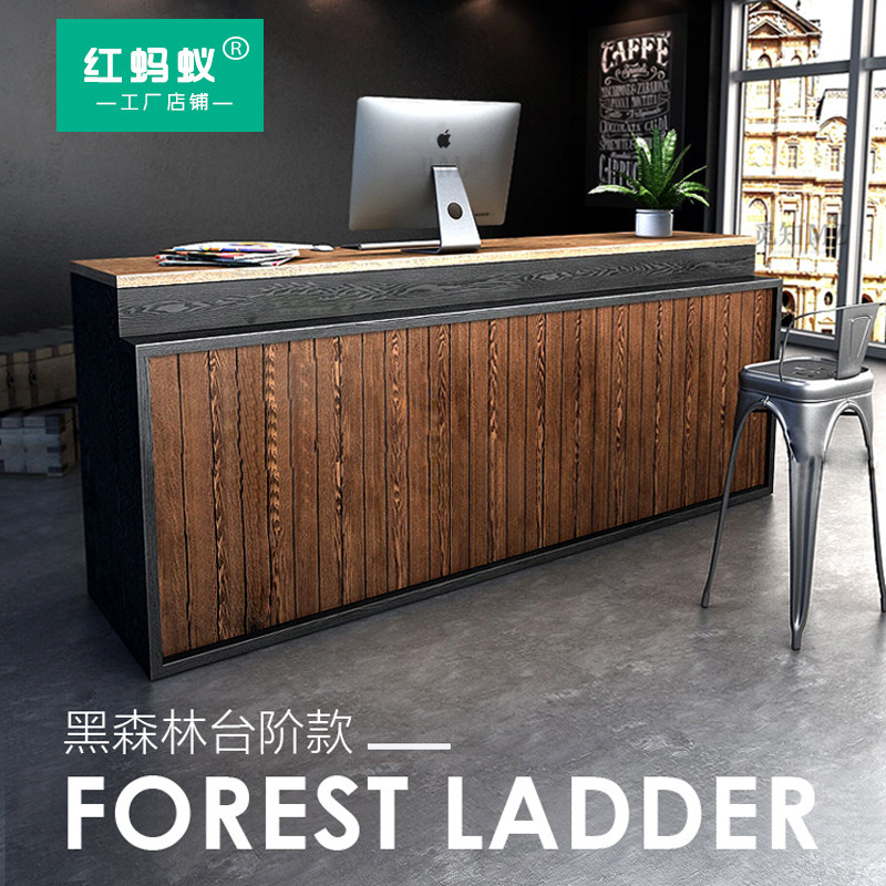 Industrial wind cash counter retro clothing shop counter Solid wood bar cafe corporation front desk