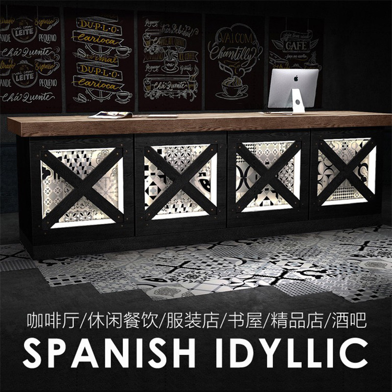 Vintage cash register counter Bar table Clothing store counter Cashier shop Cafe Corner bar Company reception desk