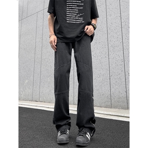 美式高街vibe牛仔裤男小众设计感拉链工装直筒微喇长裤55222-p50图片