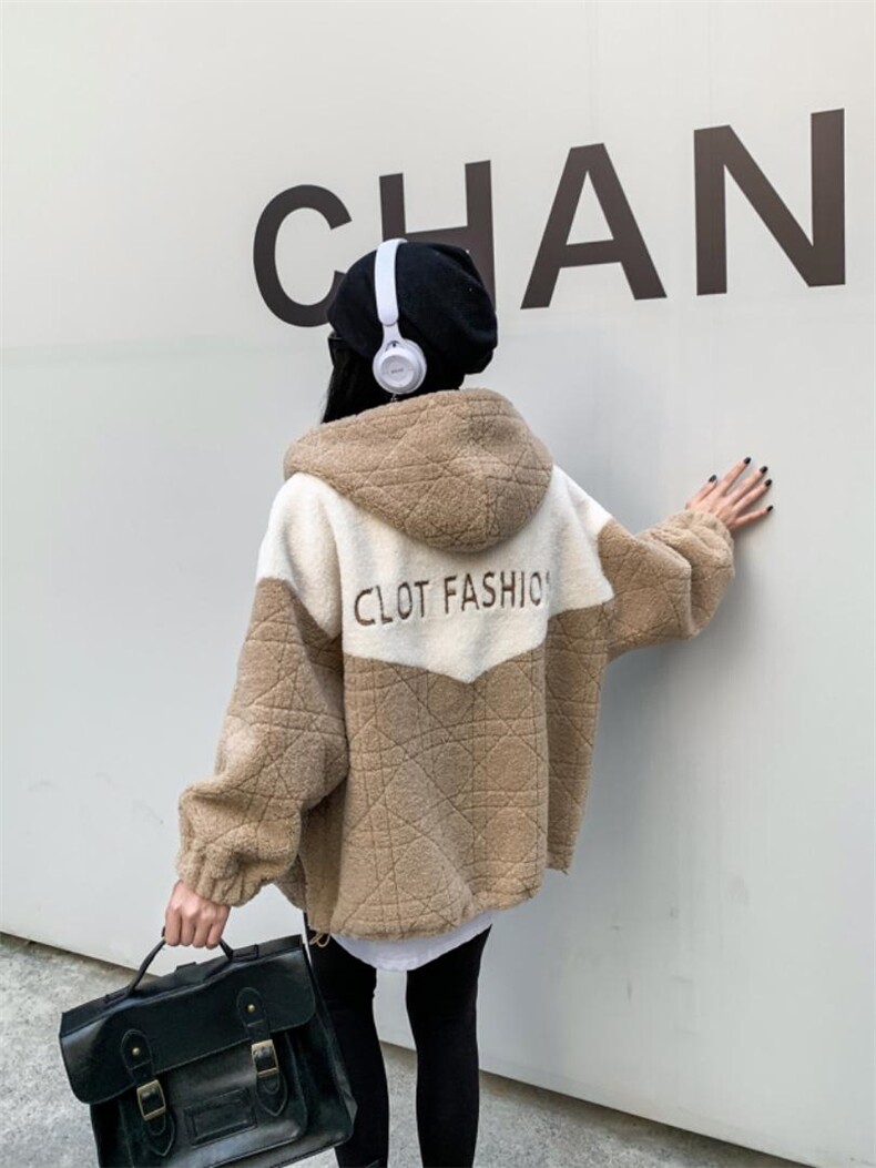 运动型拼色绣字母连帽外套，其它，天使公主