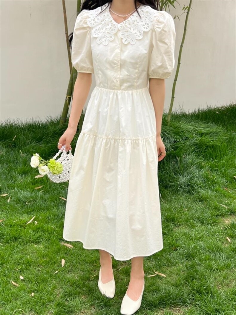 IMIZ｜NEW蕾丝领连衣裙op，女装连衣裙，IMIZ