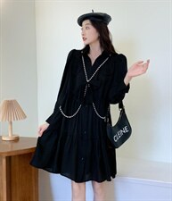 欧货衬衣裙，链条可拆卸，不挑身材 黑色M~XL，其它，炅缇恩