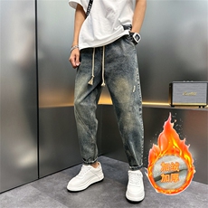 1506-1/KFT10201加绒/P58牛仔裤男秋冬新款宽松阔脚长裤男士加绒，男装牛仔裤，星座1506-1