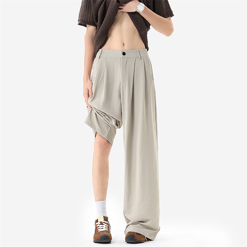 无影墙老钱风双褶阔腿西裤男夏季垂感百搭休闲裤子-A2403P38控68，男装西裤，电商B241