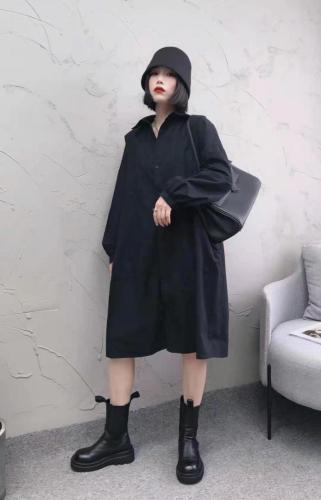XL9818春款爆版泡泡袖后背抽牛筋时尚休闲长款衬衫,女装衬衫,L·H·X